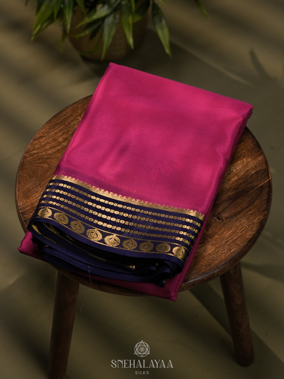 Berry Pink Mysore Crepe Silk Saree