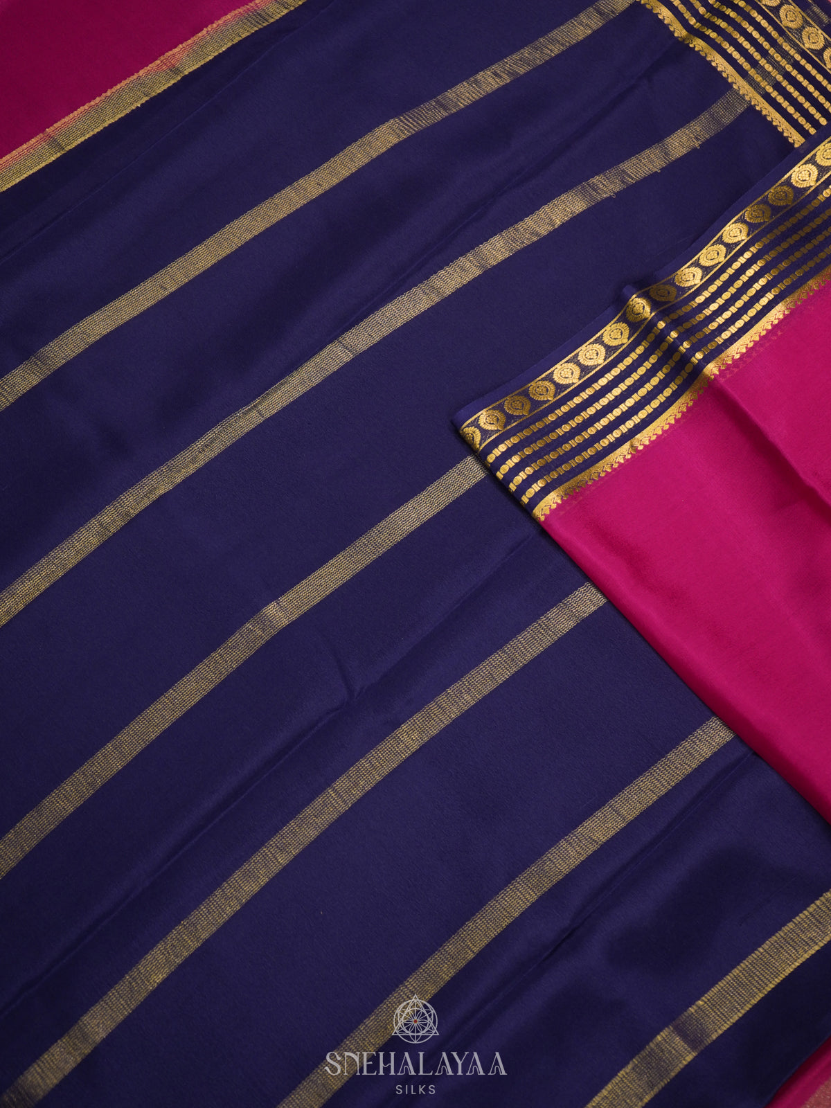 Berry Pink Mysore Crepe Silk Saree