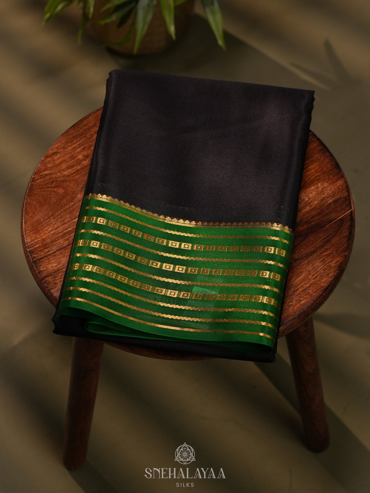 Black Mysore Crepe Silk Saree