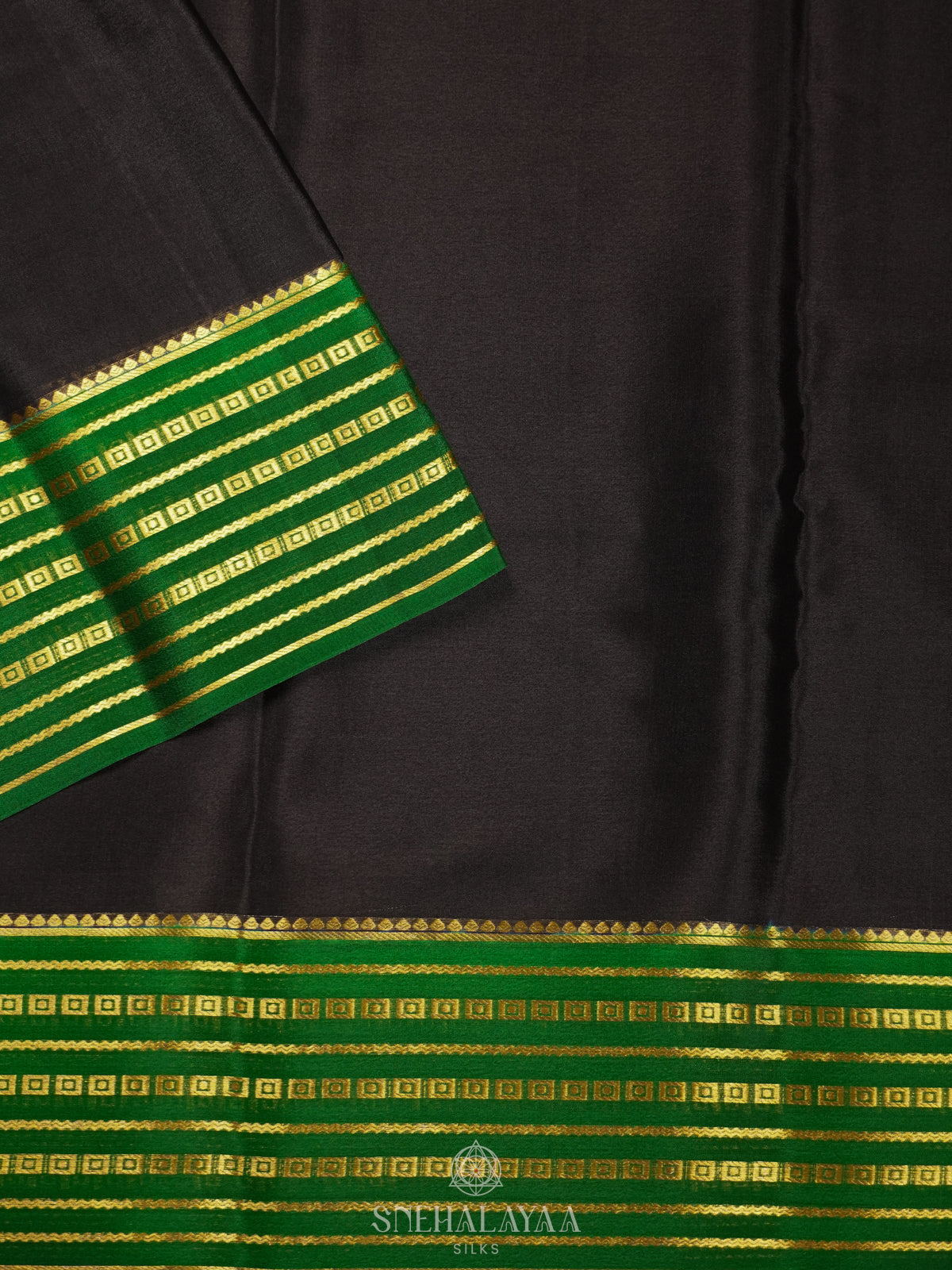 Black Mysore Crepe Silk Saree