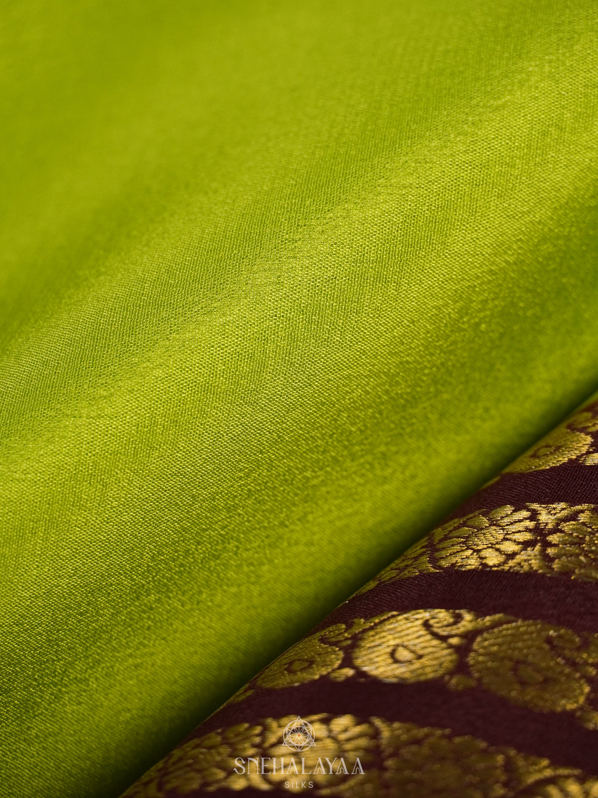 Lime Green Mysore Crepe Silk Saree