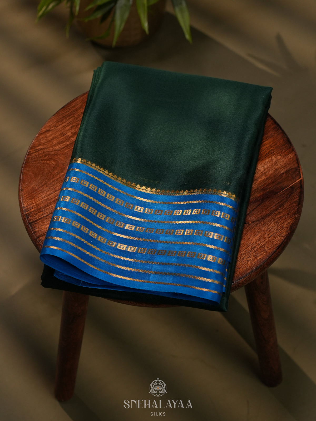 Forest Green Mysore Crepe Silk Saree