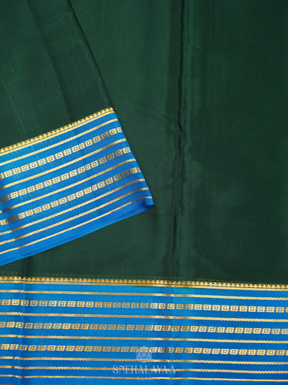Forest Green Mysore Crepe Silk Saree