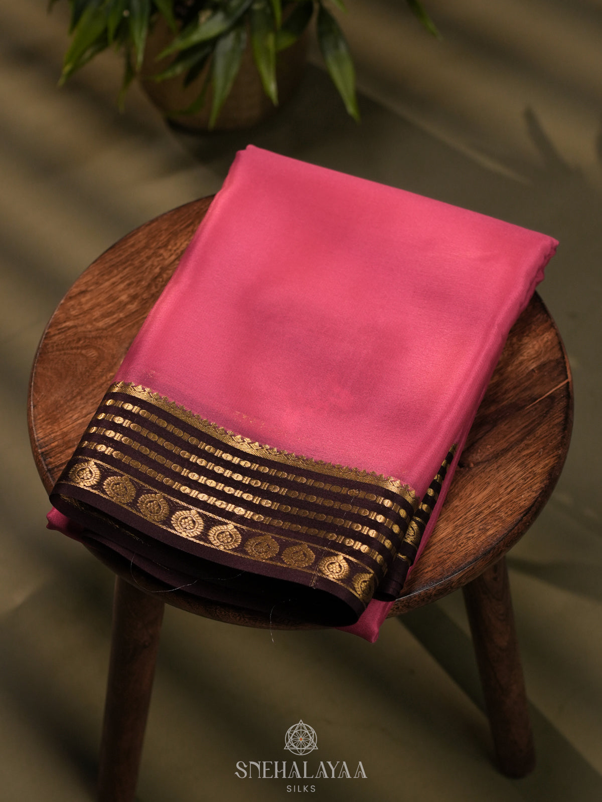 Pink Mysore Crepe Silk Saree