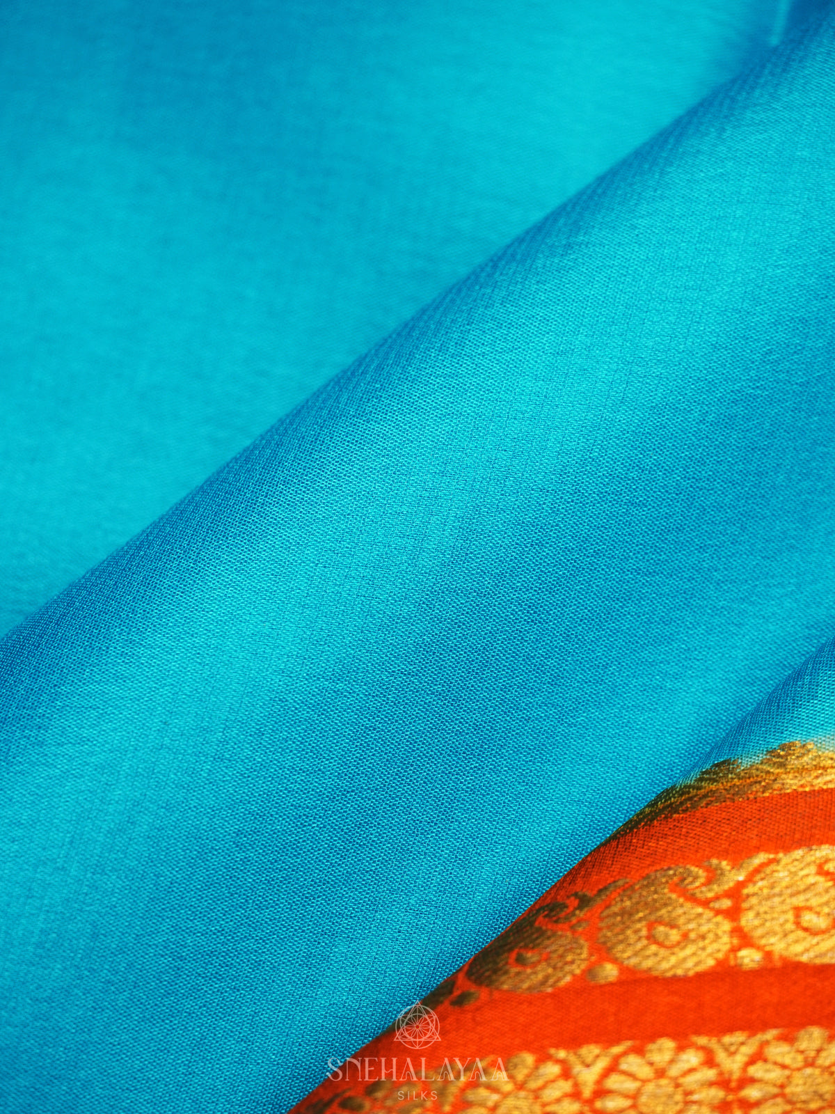 Sky Blue Mysore Crepe Silk Saree
