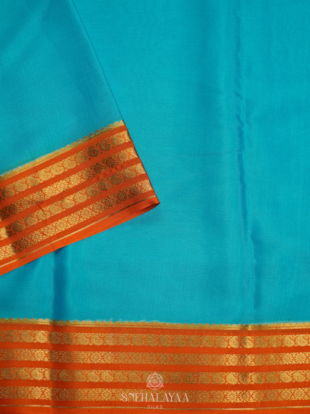 Sky Blue Mysore Crepe Silk Saree