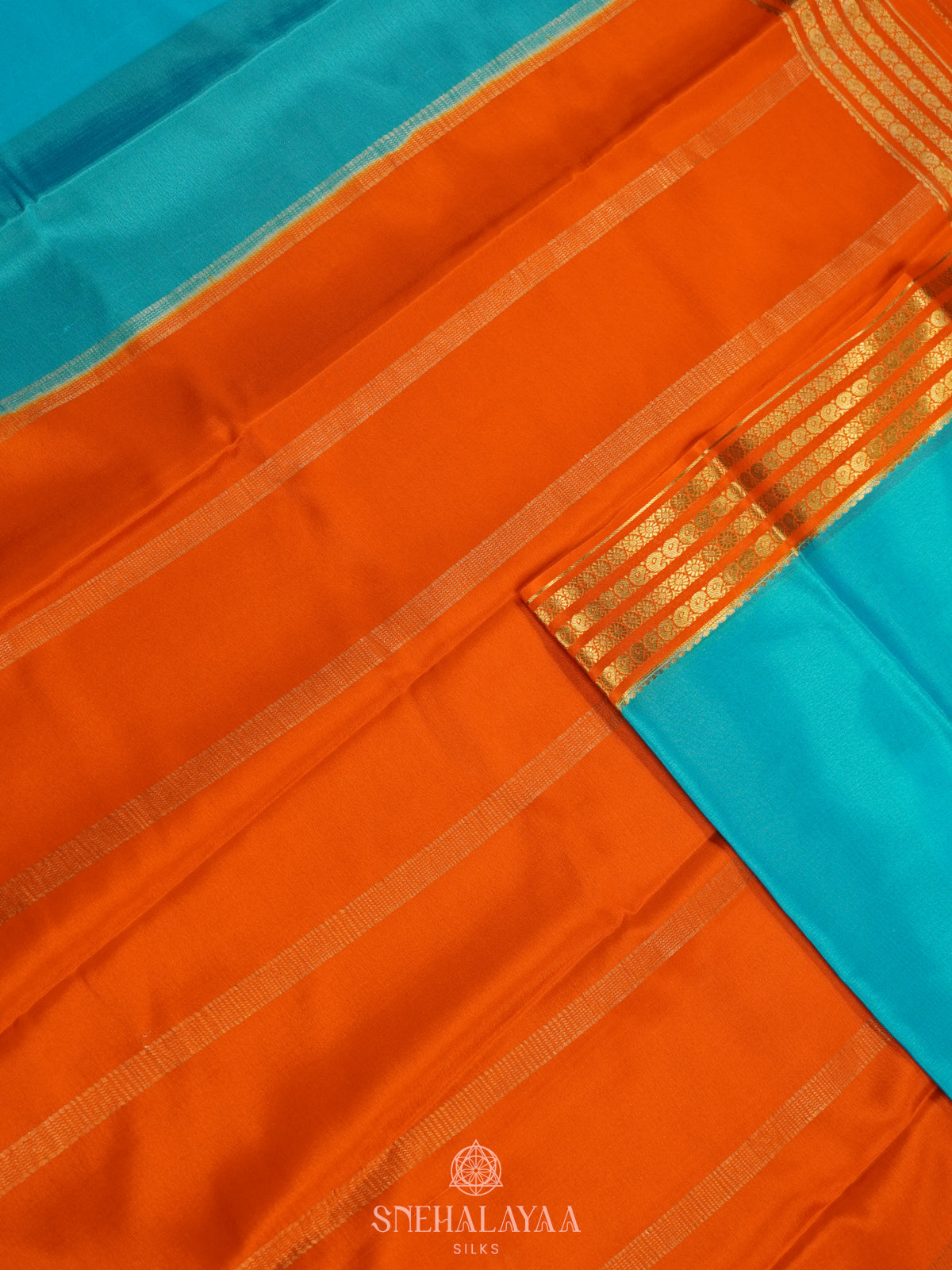 Sky Blue Mysore Crepe Silk Saree