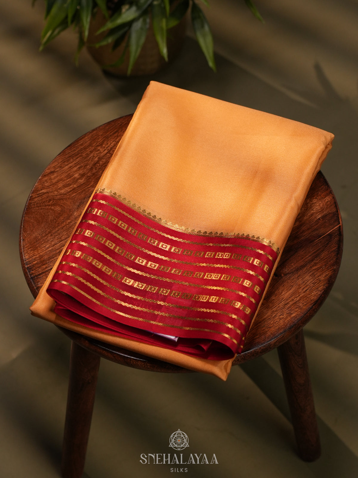 Peach Mysore Crepe Silk Saree