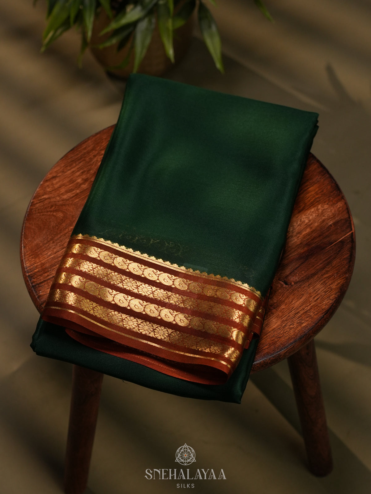 Forest Green Mysore Crepe Silk Saree