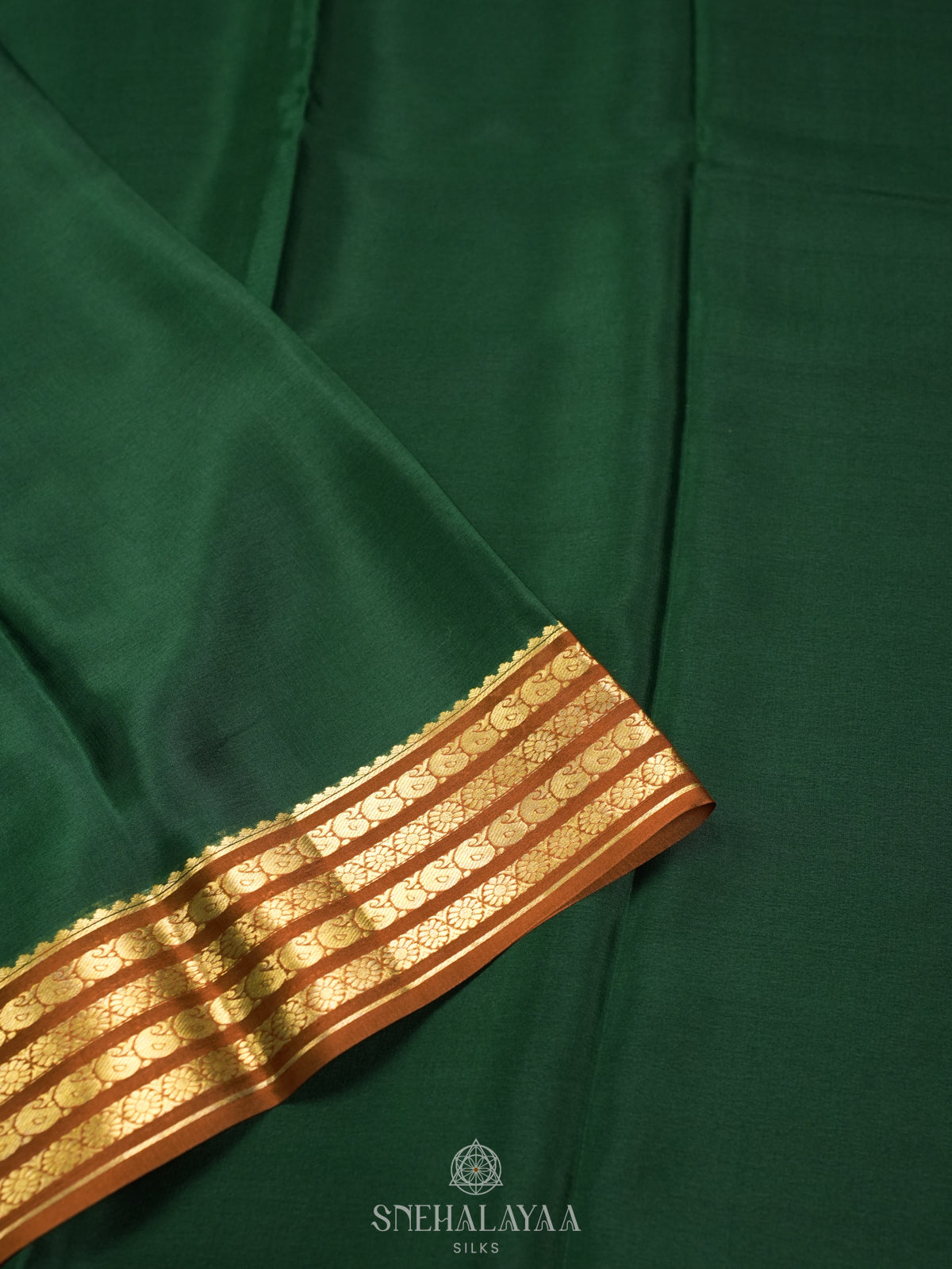 Forest Green Mysore Crepe Silk Saree