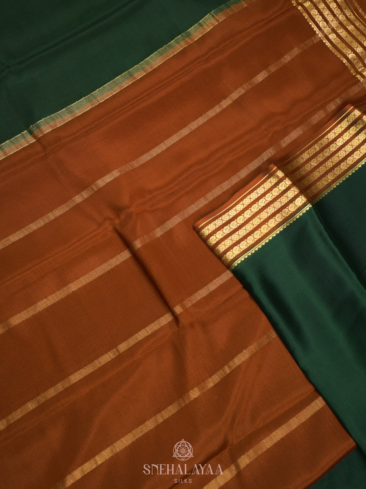 Forest Green Mysore Crepe Silk Saree