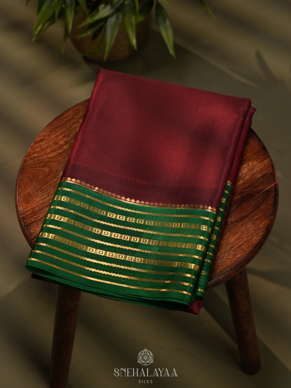 Maroon Mysore Crepe Silk Saree
