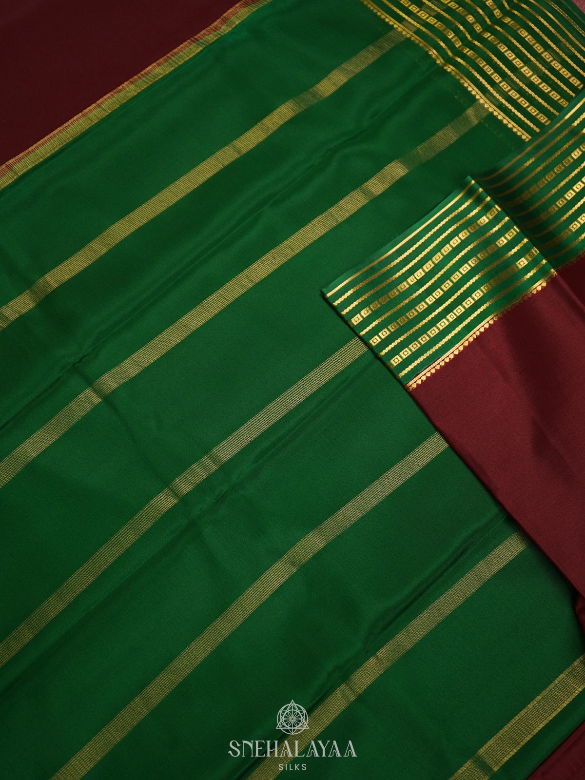 Maroon Mysore Crepe Silk Saree
