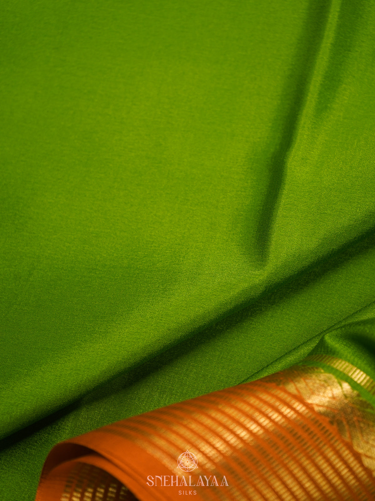 Lime Green Mysore Crepe Silk Saree
