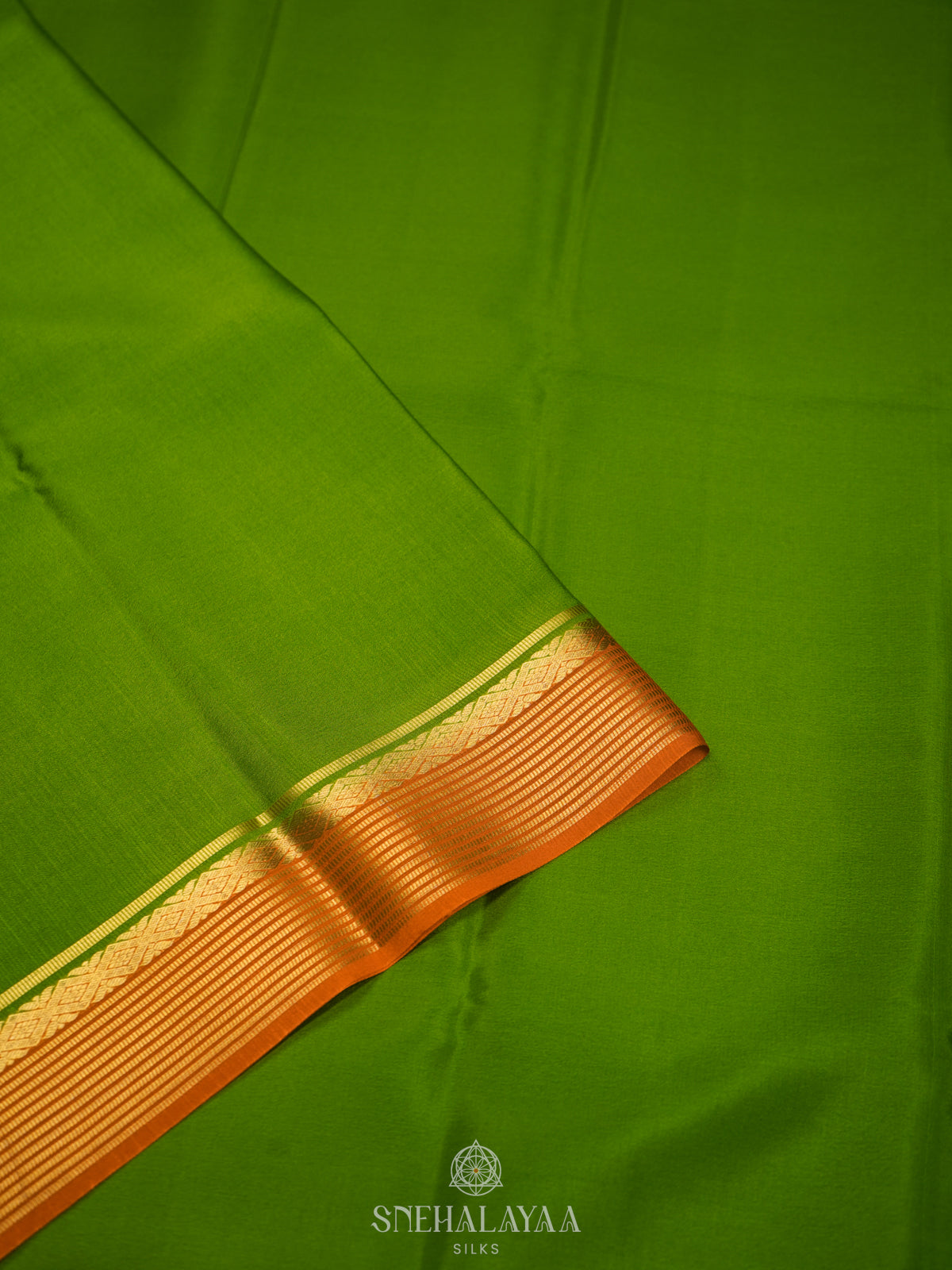 Lime Green Mysore Crepe Silk Saree