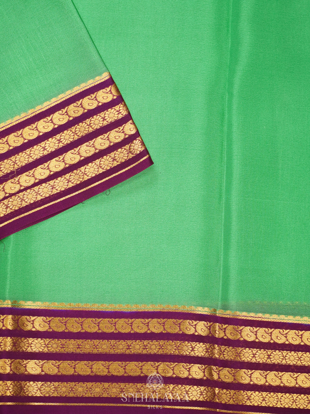 Mint Green Mysore Crepe Silk Saree