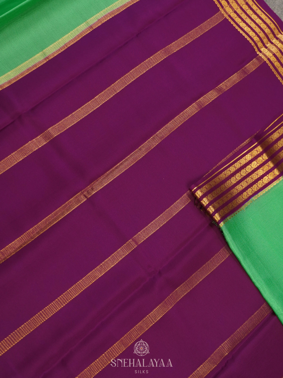 Mint Green Mysore Crepe Silk Saree