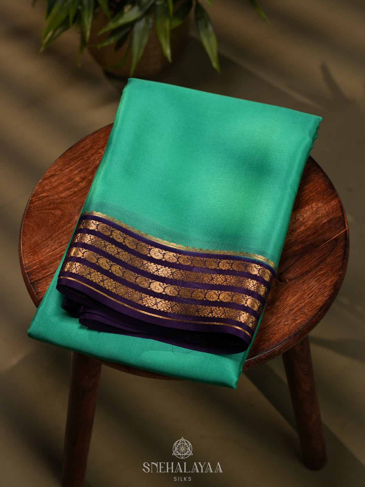 Teal Green Mysore Crepe Silk Saree