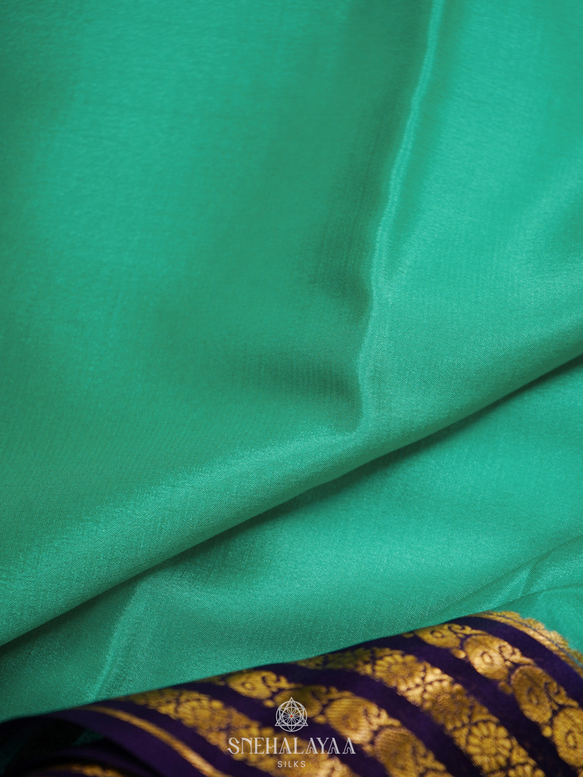 Teal Green Mysore Crepe Silk Saree