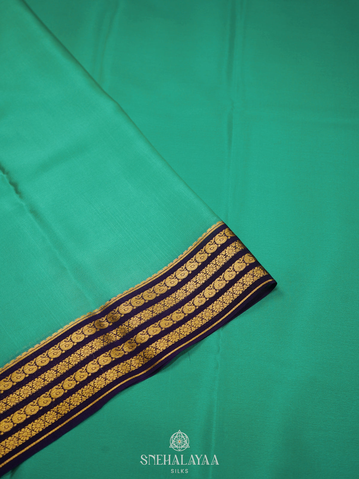 Teal Green Mysore Crepe Silk Saree