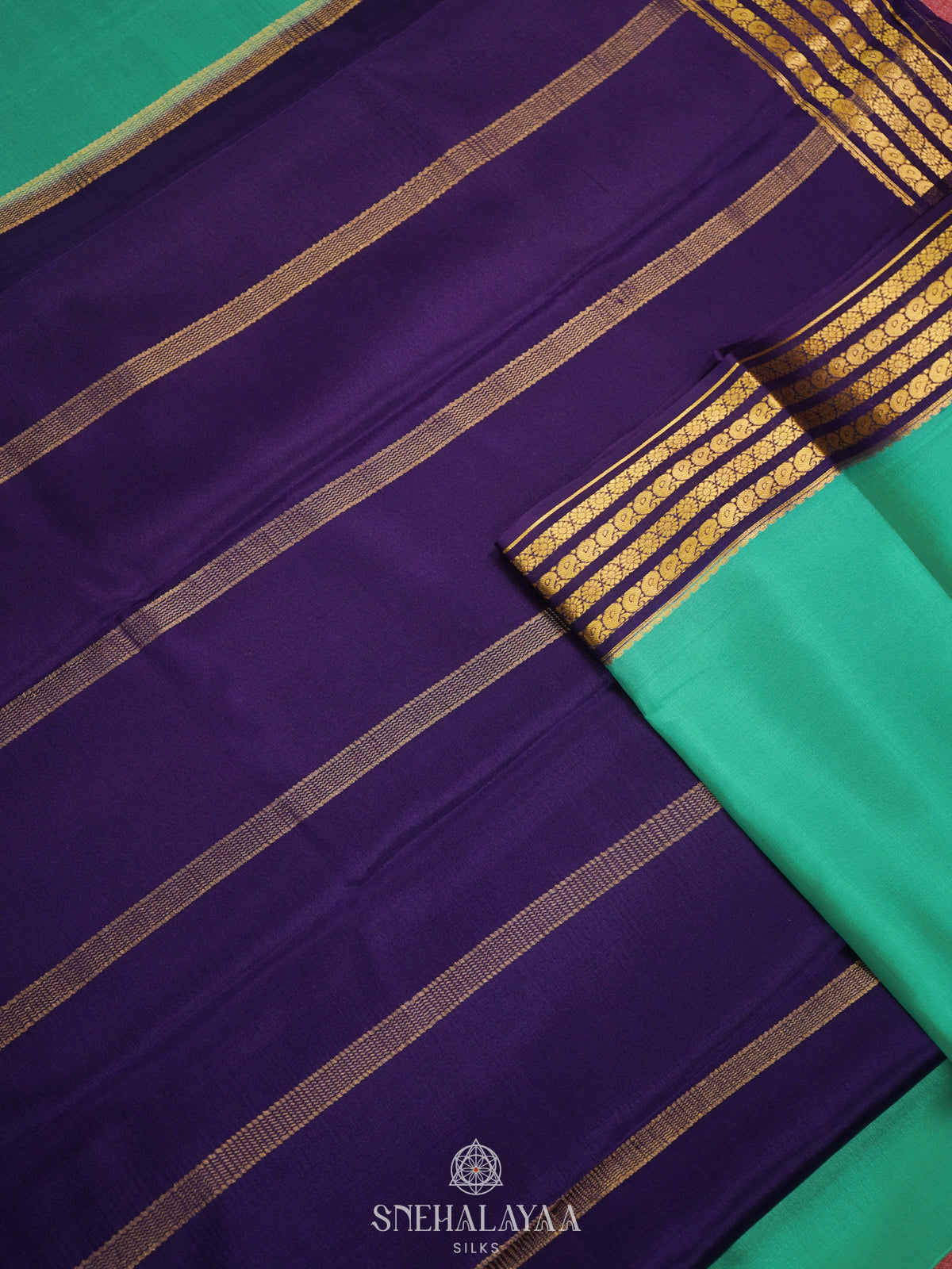 Teal Green Mysore Crepe Silk Saree