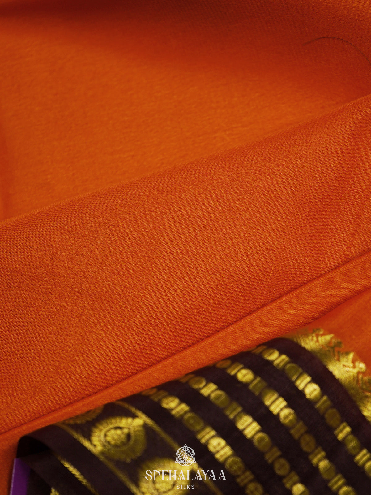Rust Orange Mysore Crepe Silk Saree