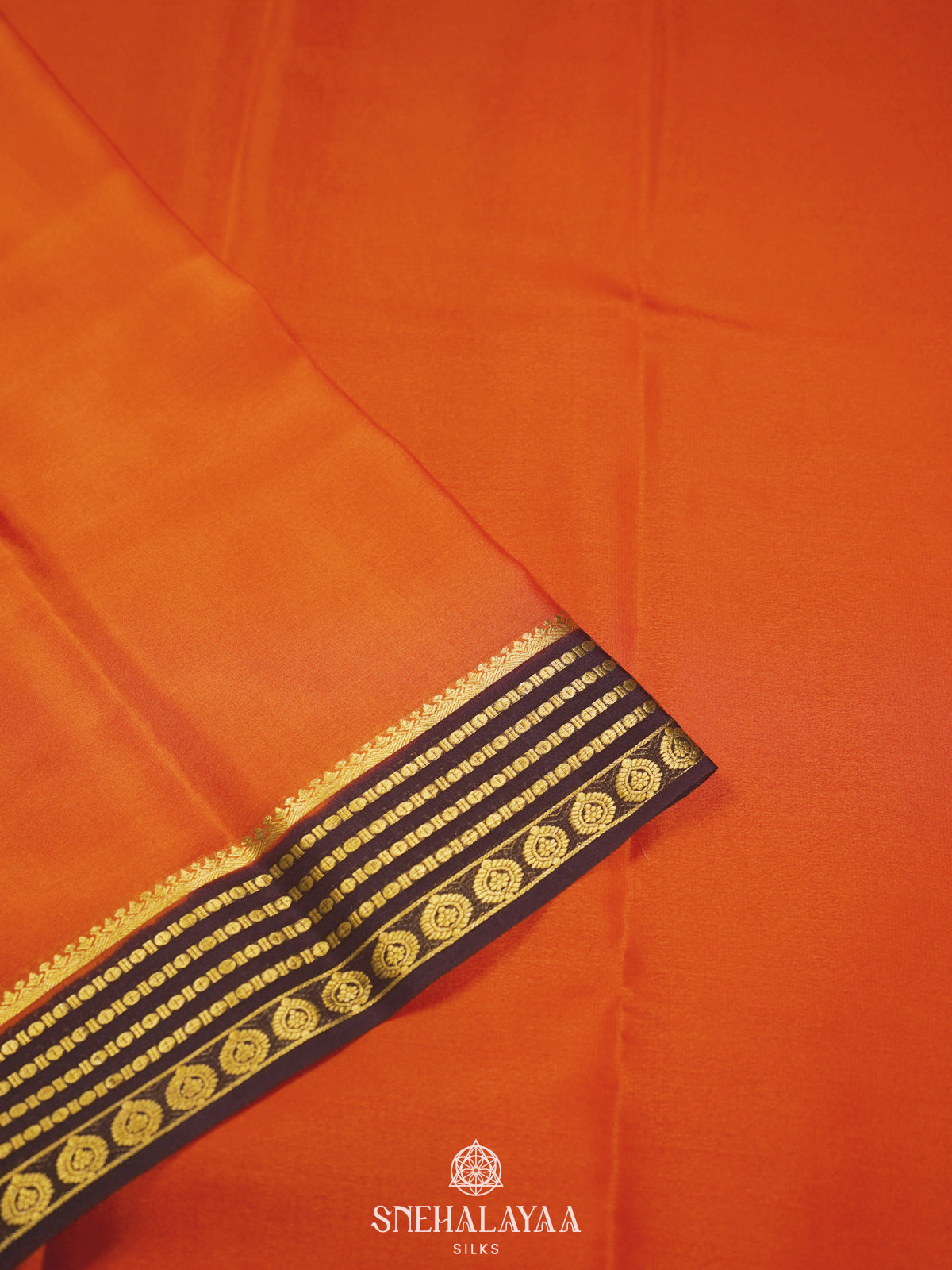 Rust Orange Mysore Crepe Silk Saree