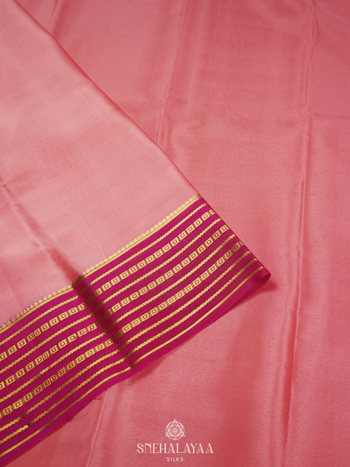 Baby Pink Mysore Crepe Silk Saree