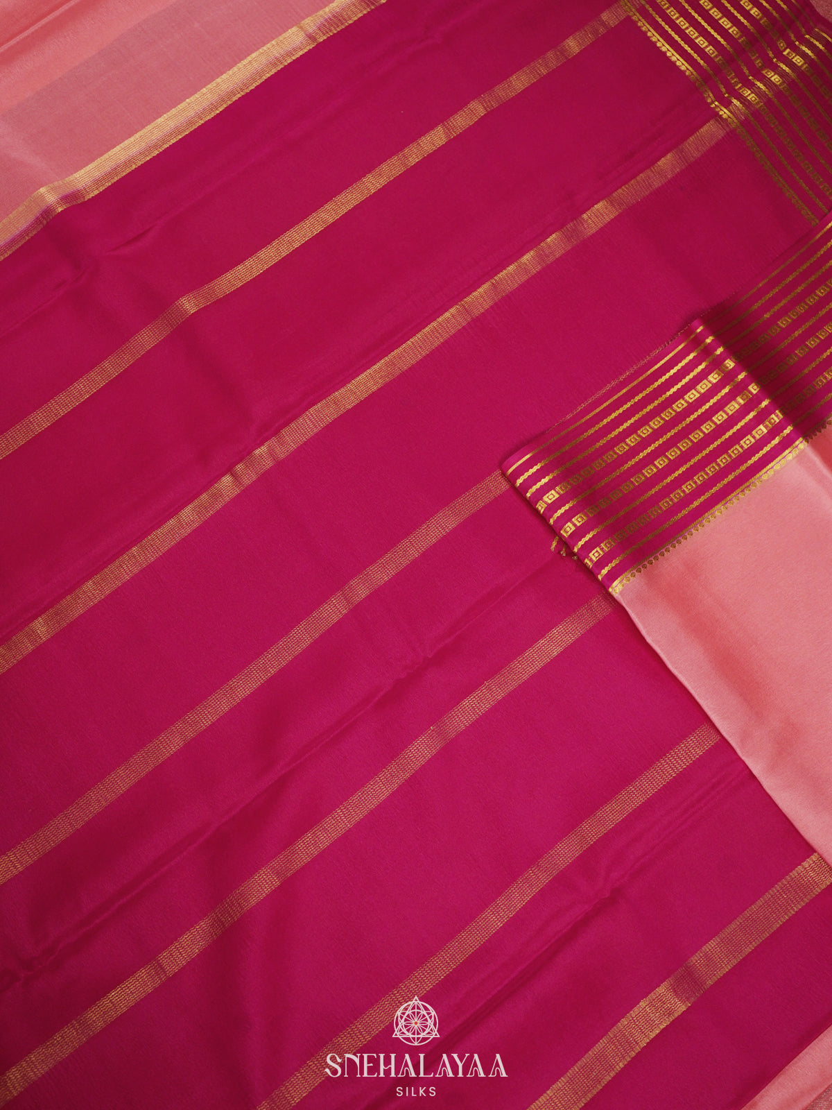 Baby Pink Mysore Crepe Silk Saree