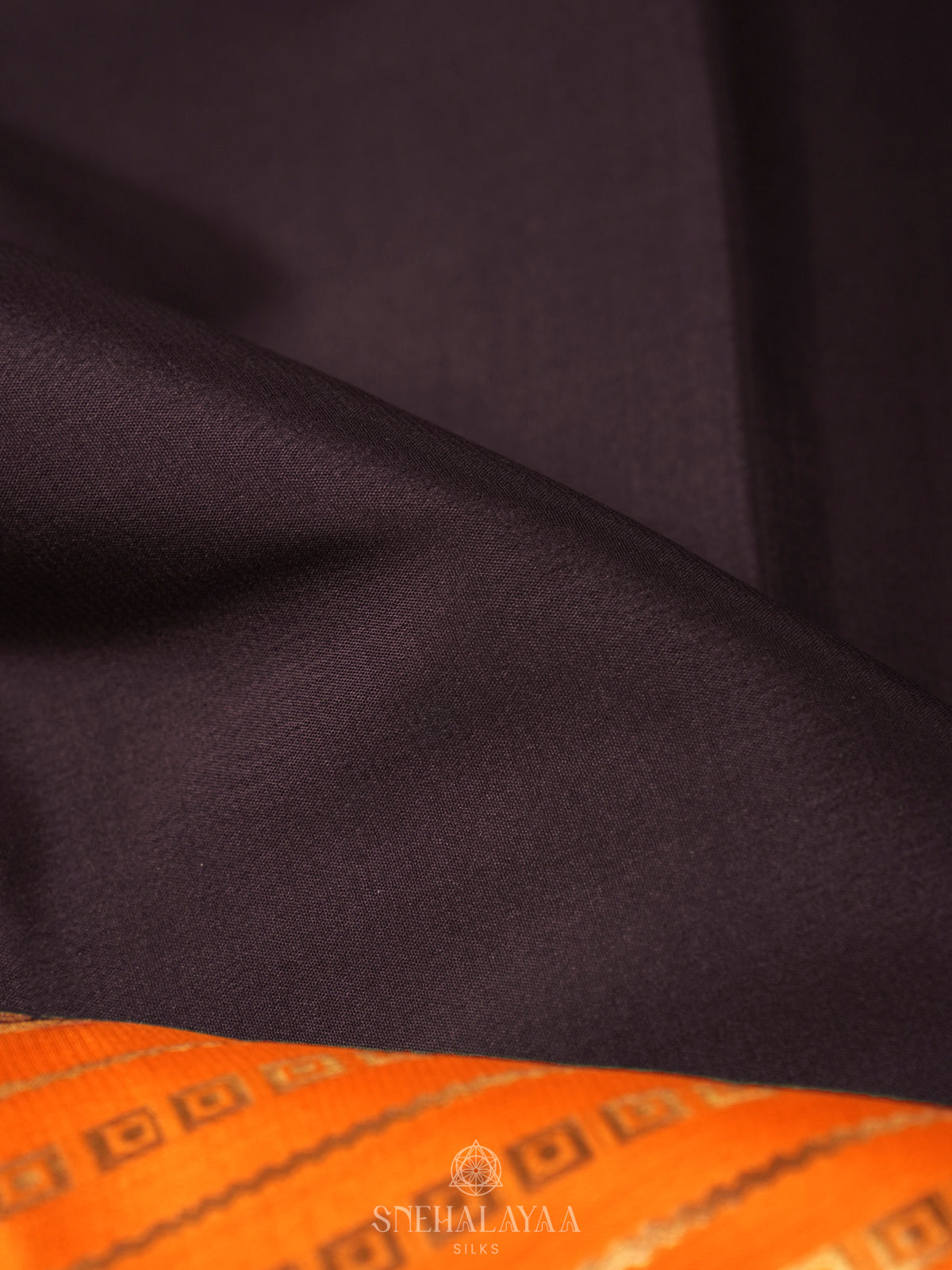 Chocolate Brown Mysore Crepe Silk Saree
