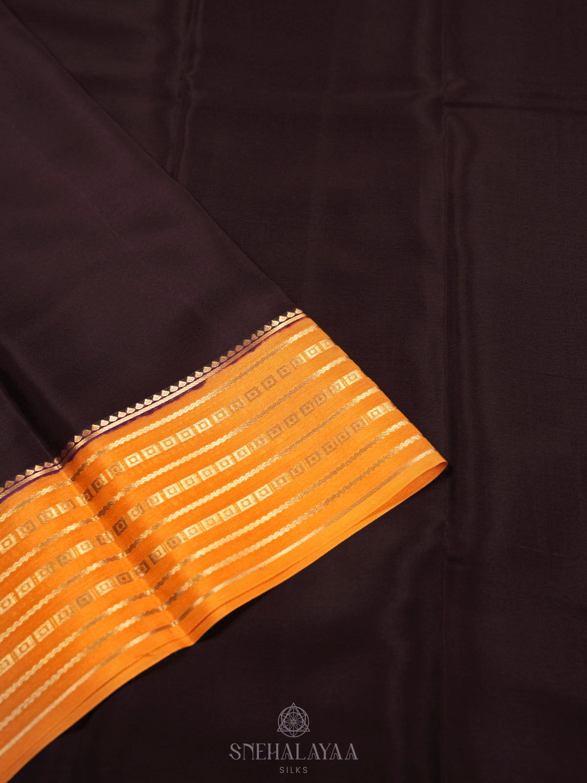 Chocolate Brown Mysore Crepe Silk Saree