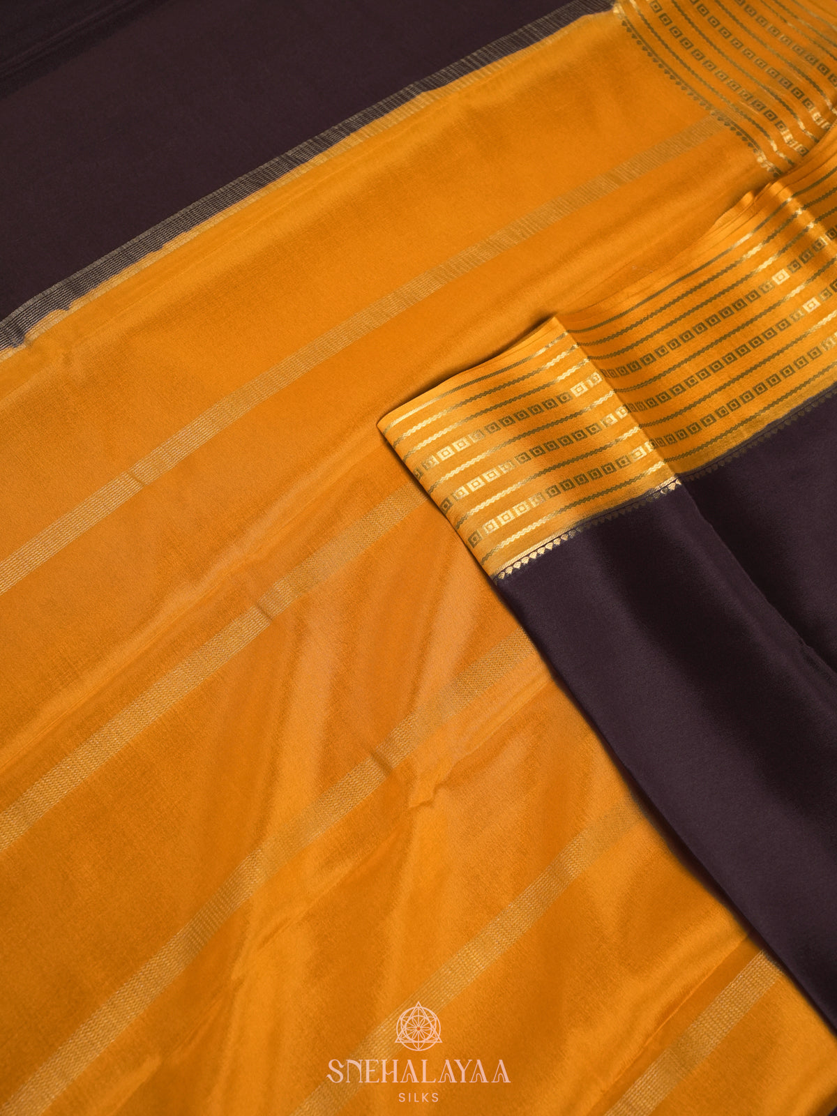 Chocolate Brown Mysore Crepe Silk Saree