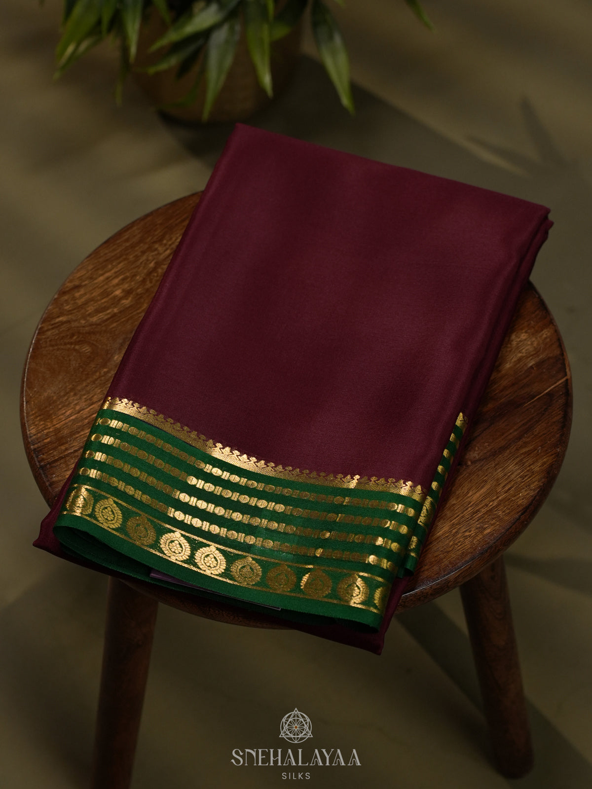 Maroon Mysore Crepe Silk Saree