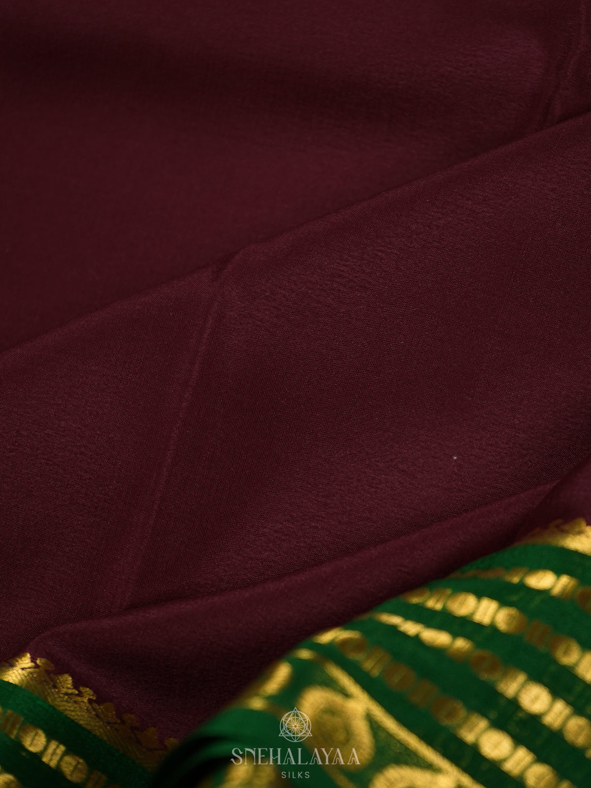 Maroon Mysore Crepe Silk Saree
