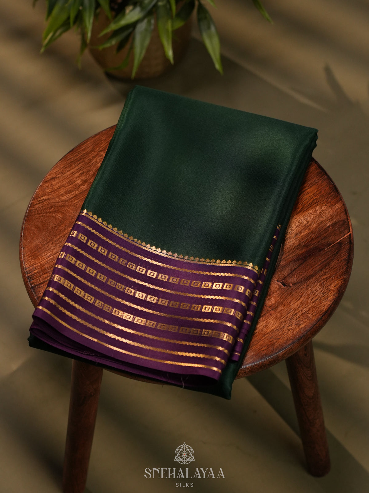Forest Green Mysore Crepe Silk Saree
