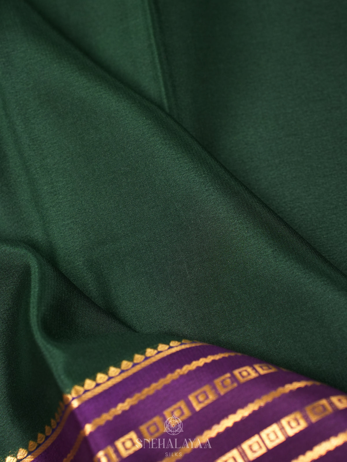 Forest Green Mysore Crepe Silk Saree