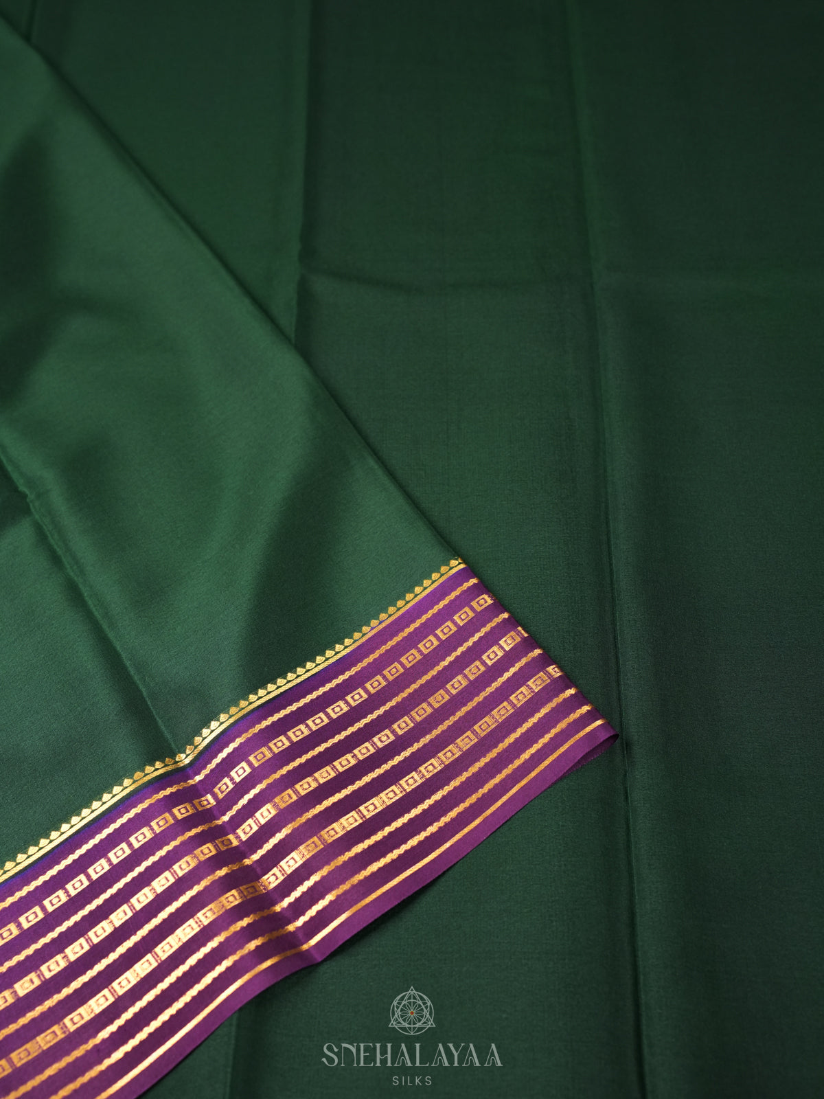 Forest Green Mysore Crepe Silk Saree