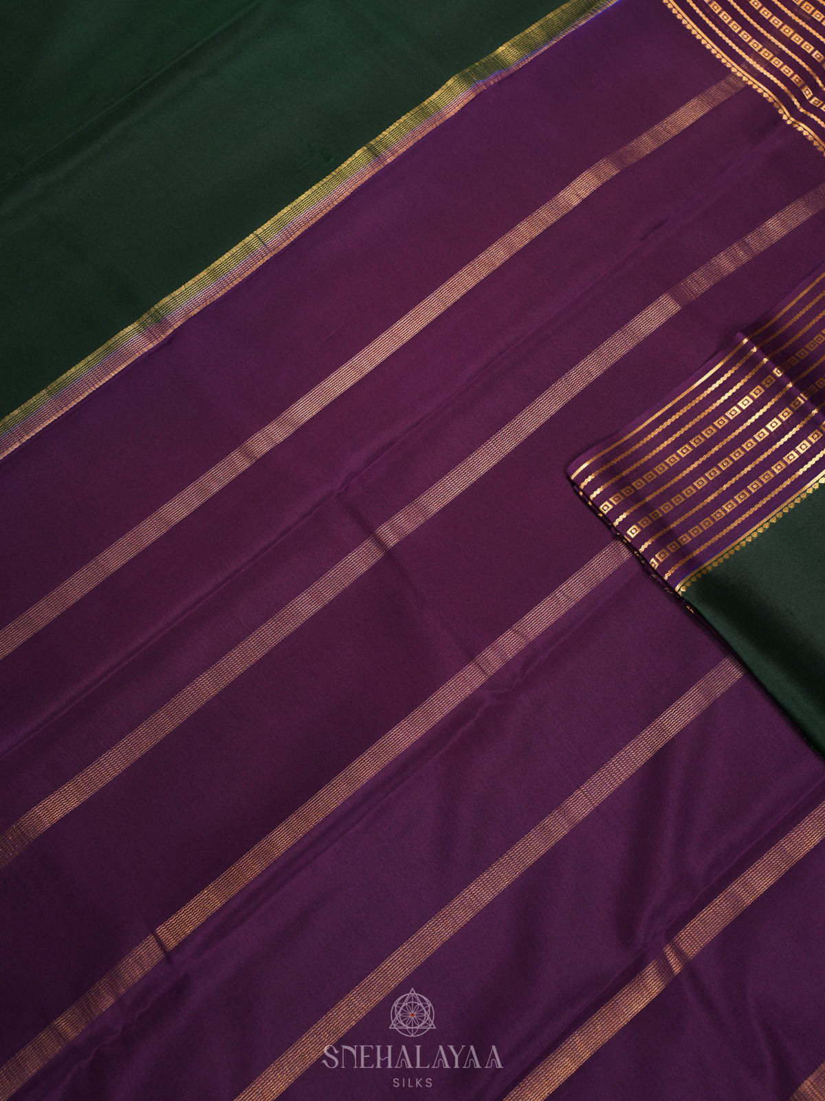 Forest Green Mysore Crepe Silk Saree
