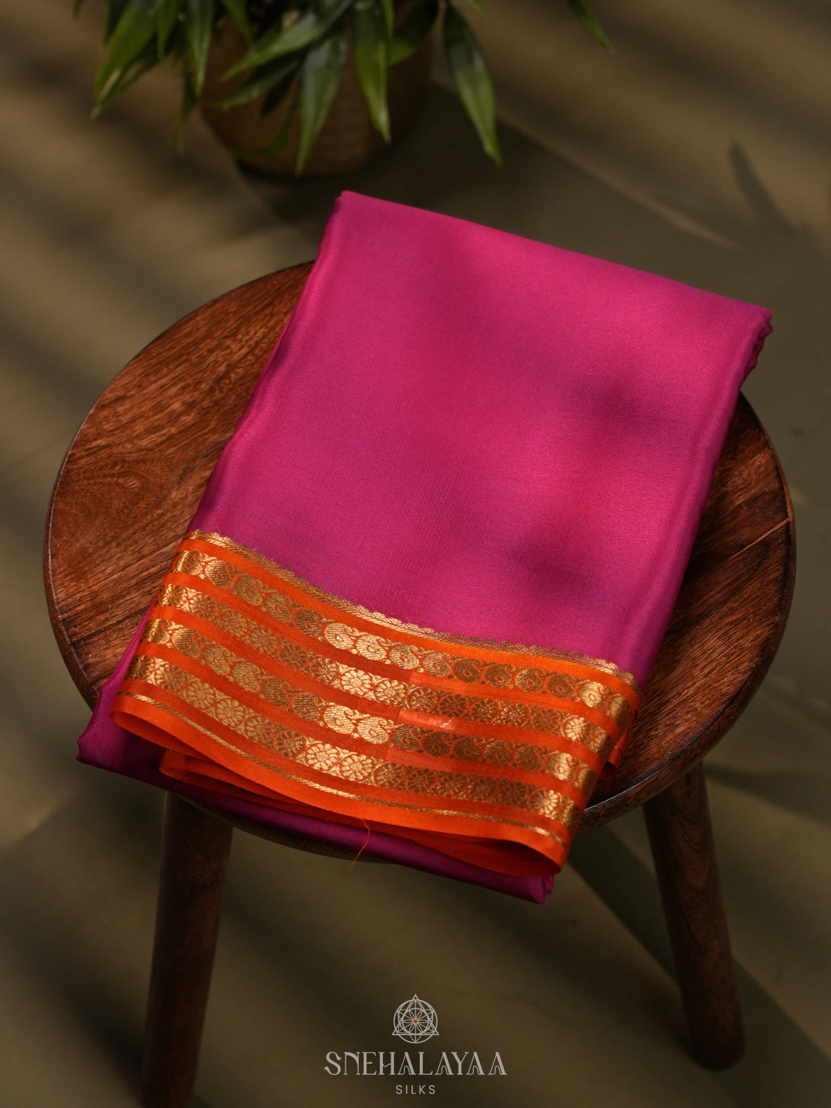 Pink Mysore Crepe Silk Saree