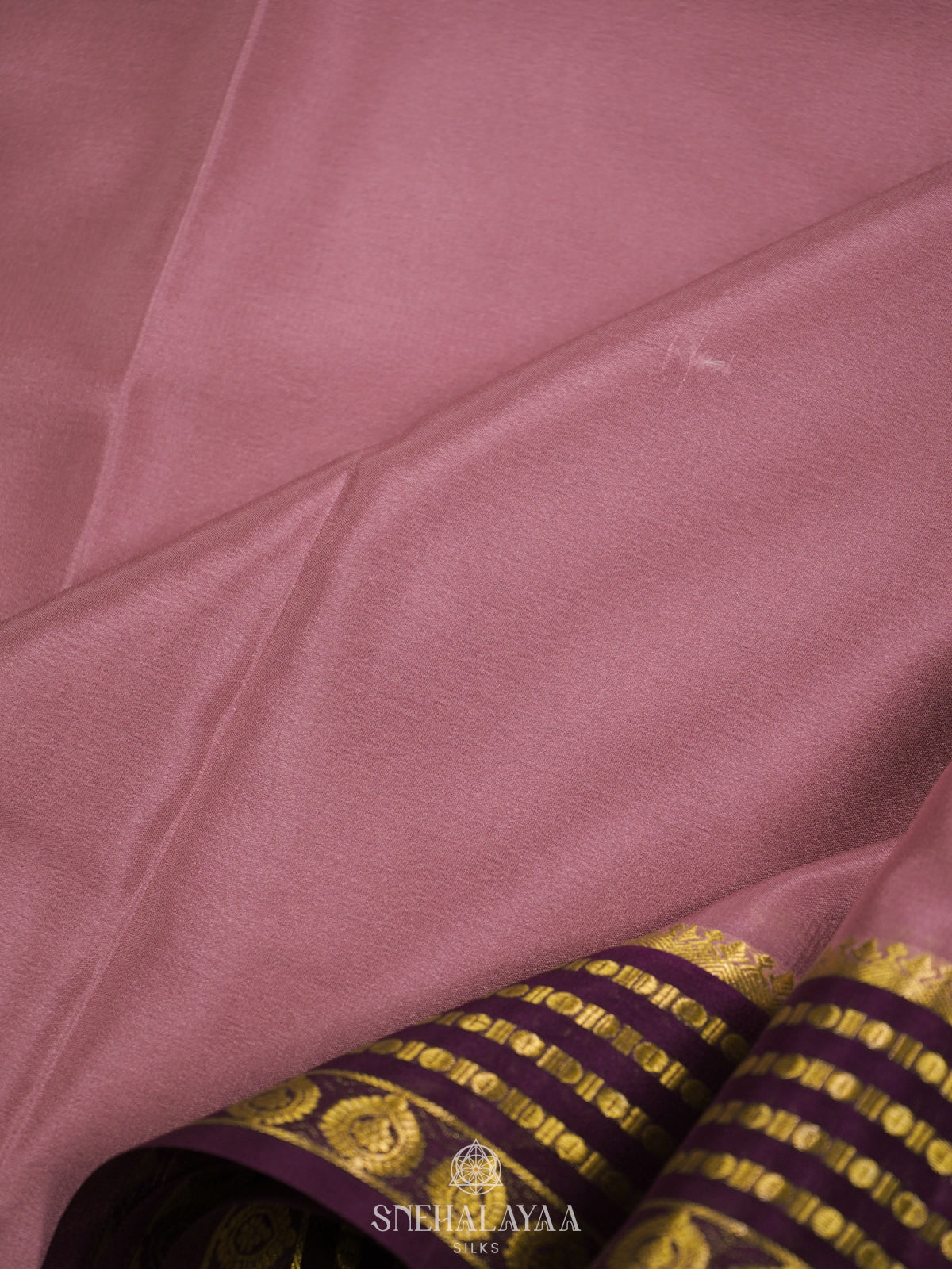 Coral Pink Mysore Crepe Silk Saree