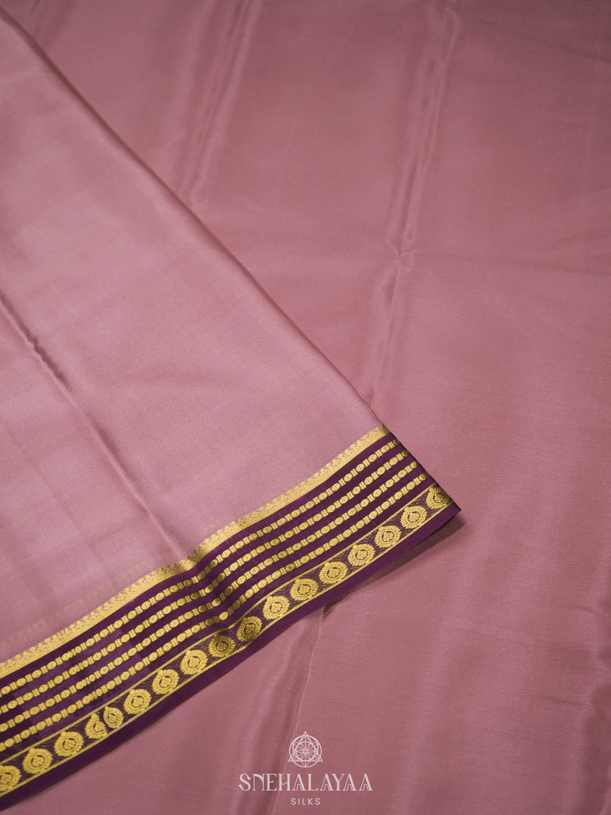 Coral Pink Mysore Crepe Silk Saree