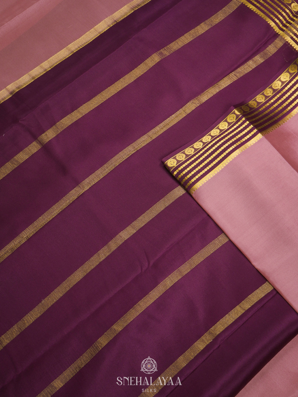 Coral Pink Mysore Crepe Silk Saree