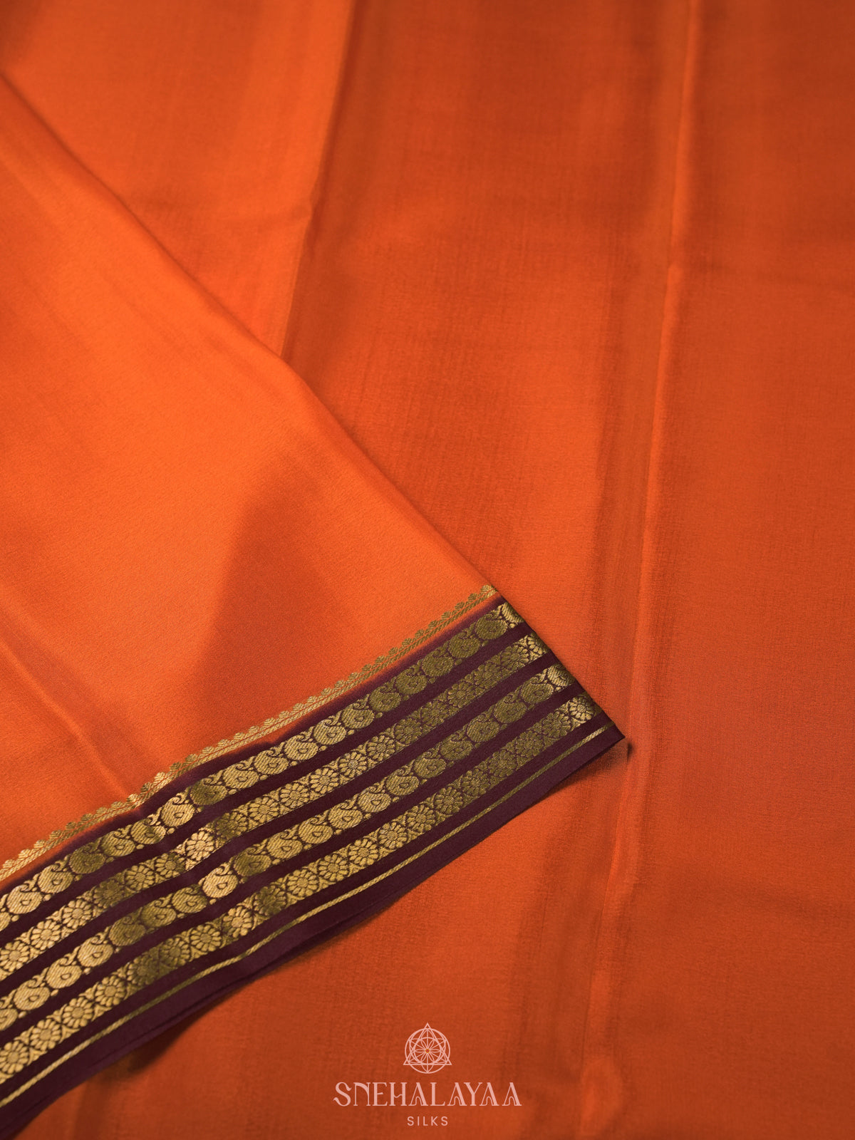 Marigold Orange Mysore Crepe Silk Saree