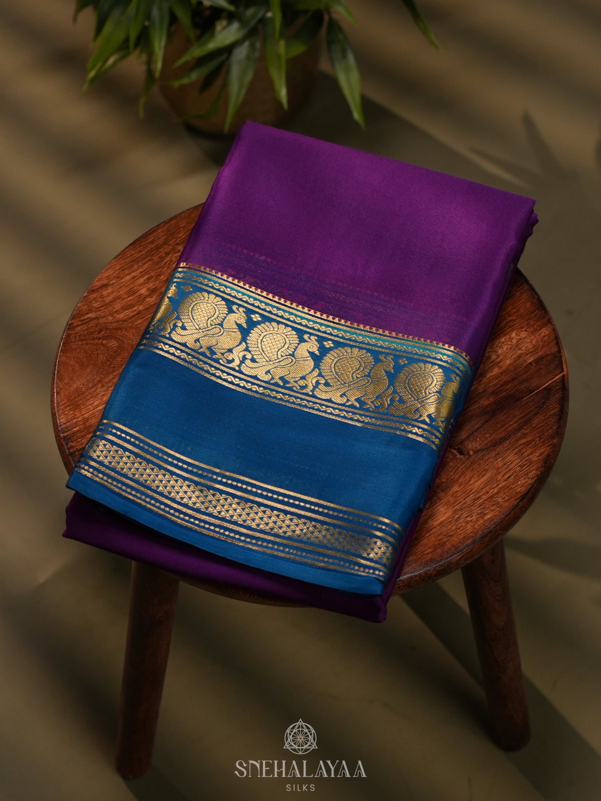 Purple Mysore Crepe Silk Saree