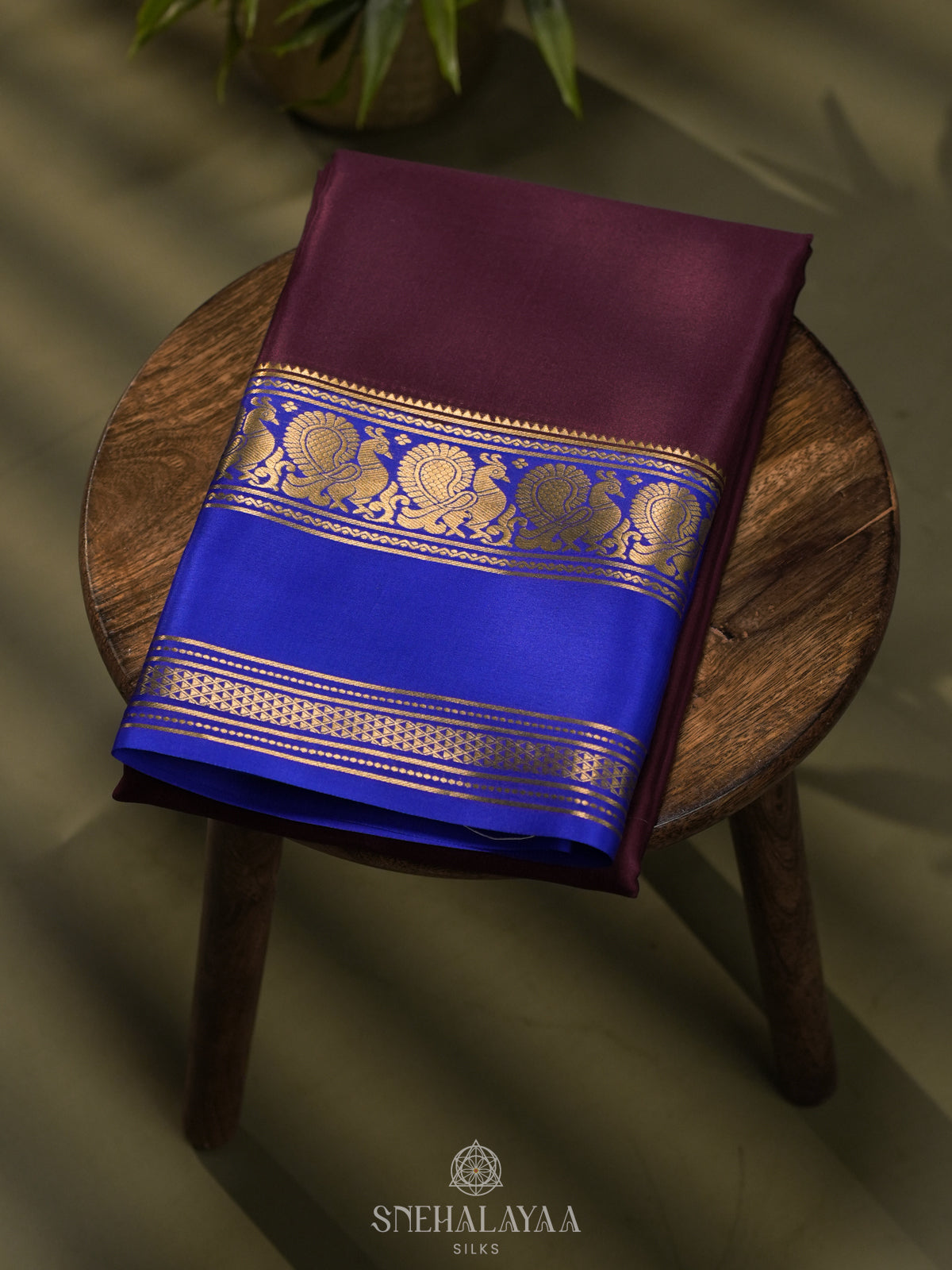 Burgundy Mysore Crepe Silk Saree