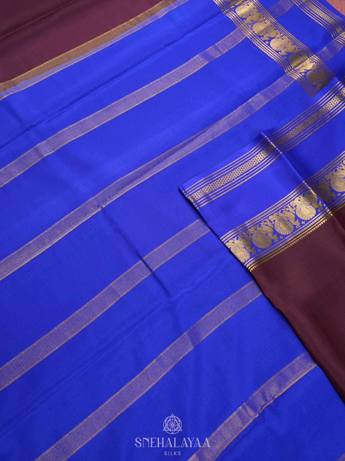 Burgundy Mysore Crepe Silk Saree