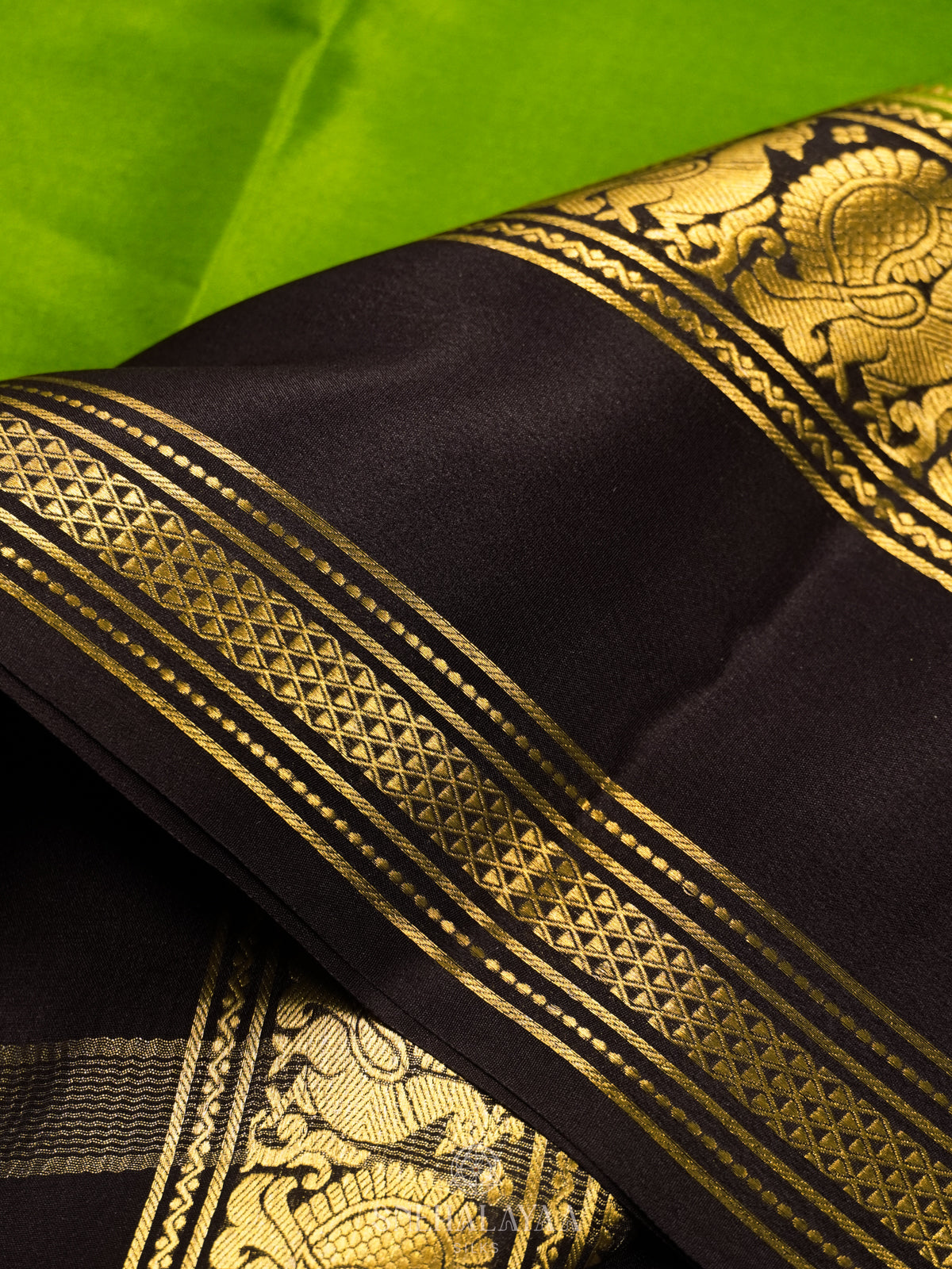 Lime Green Mysore Crepe Silk Saree