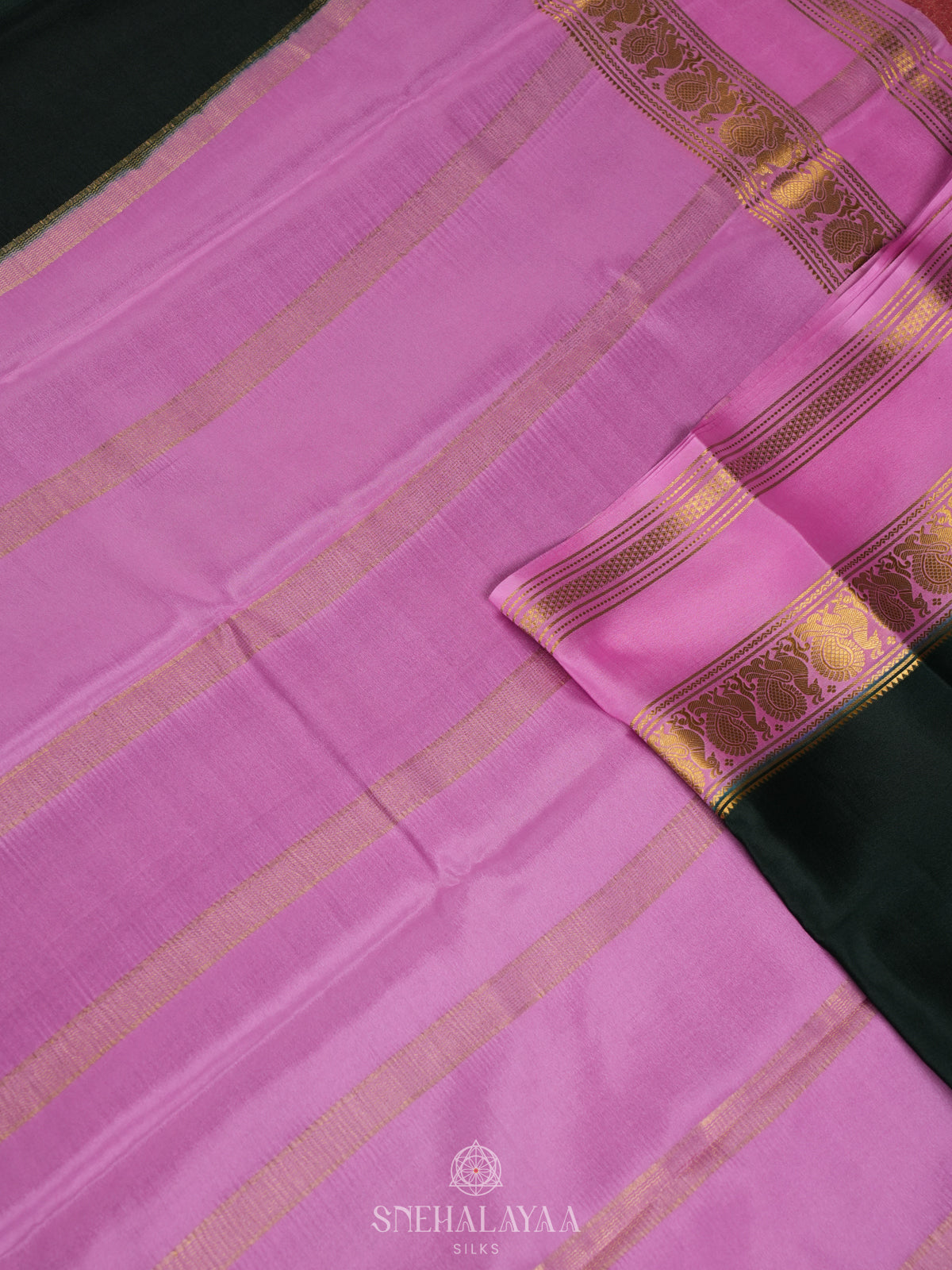 Forest Green Mysore Crepe Silk Saree