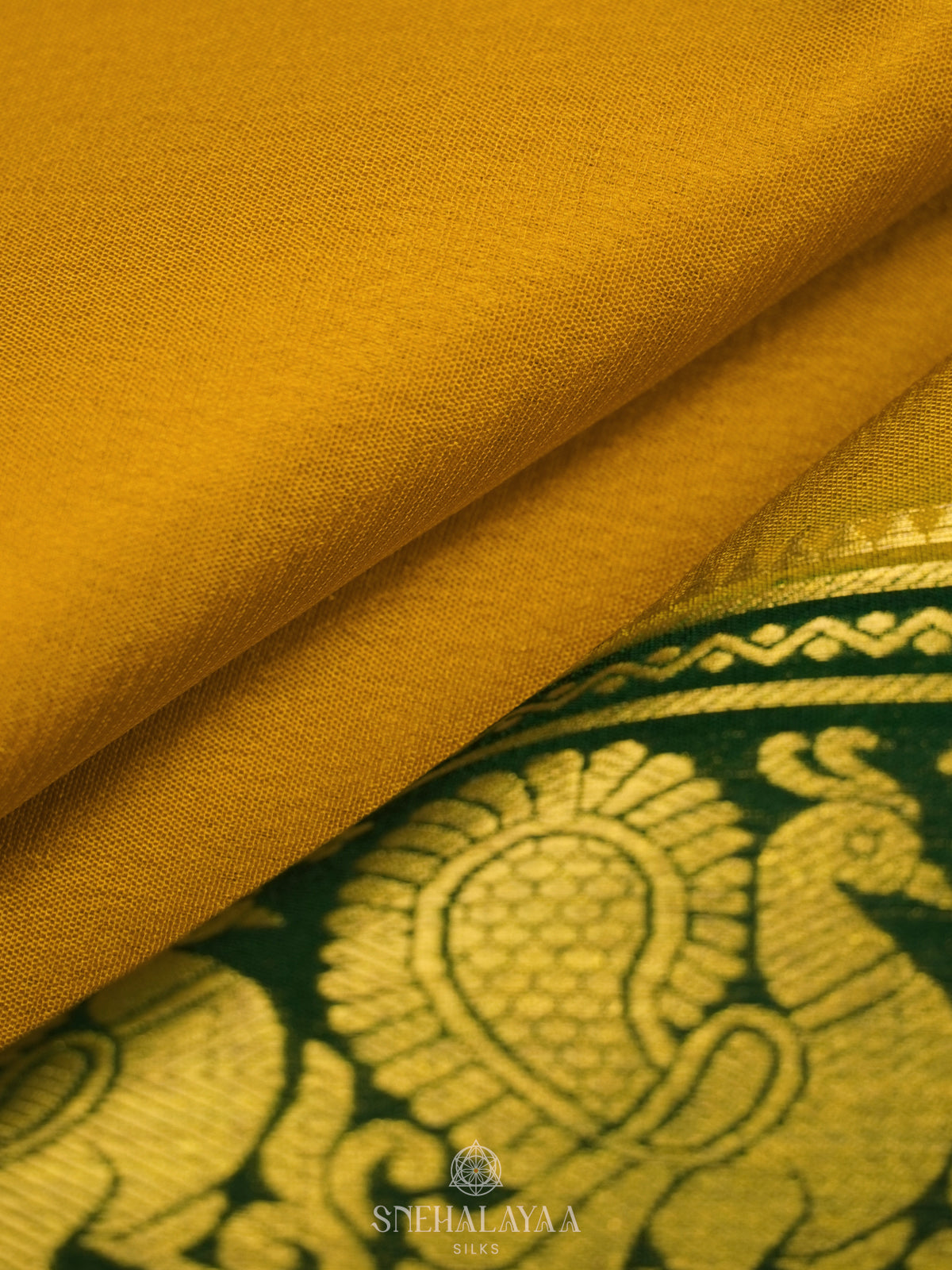Mango Yellow Mysore Crepe Silk Saree