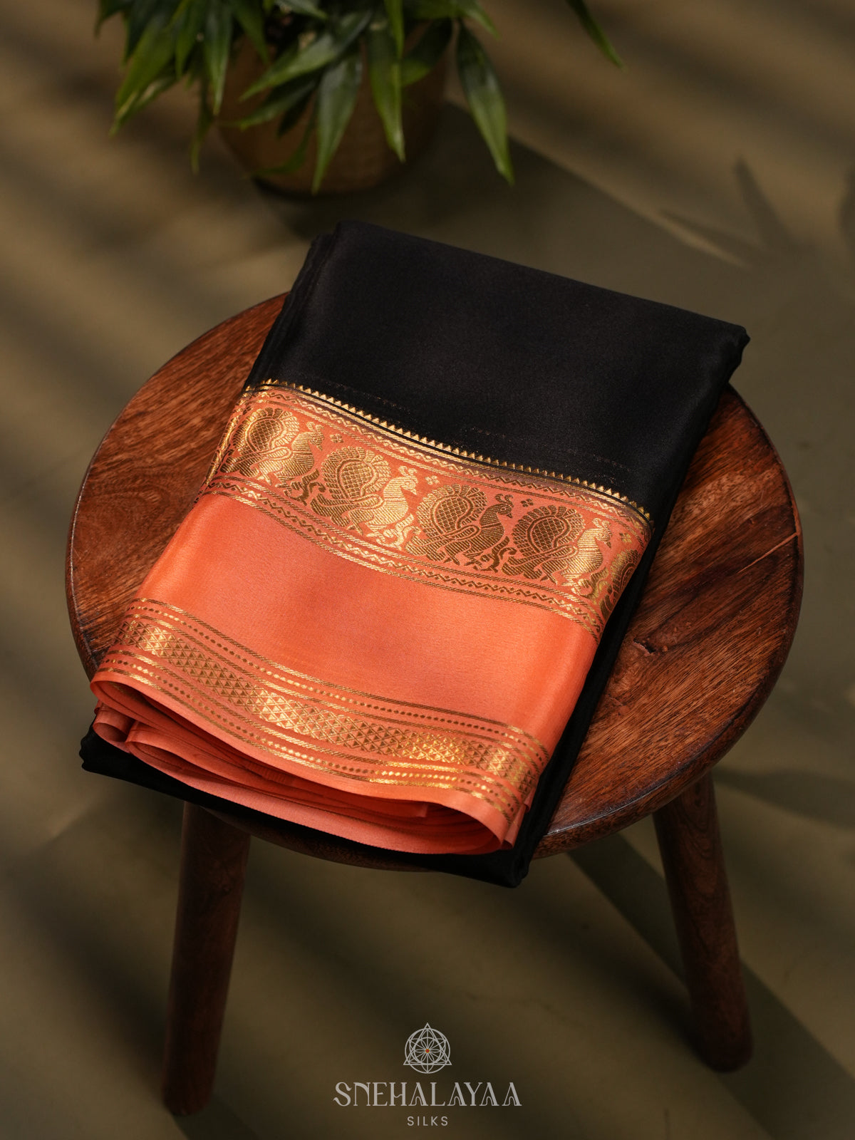 Black Mysore Crepe Silk Saree